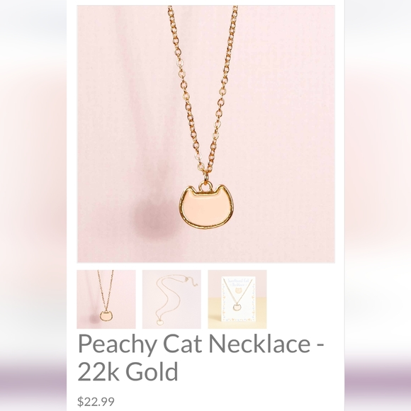 Sweetheart Cat Necklace - 22k Gold - Picture 3 of 7